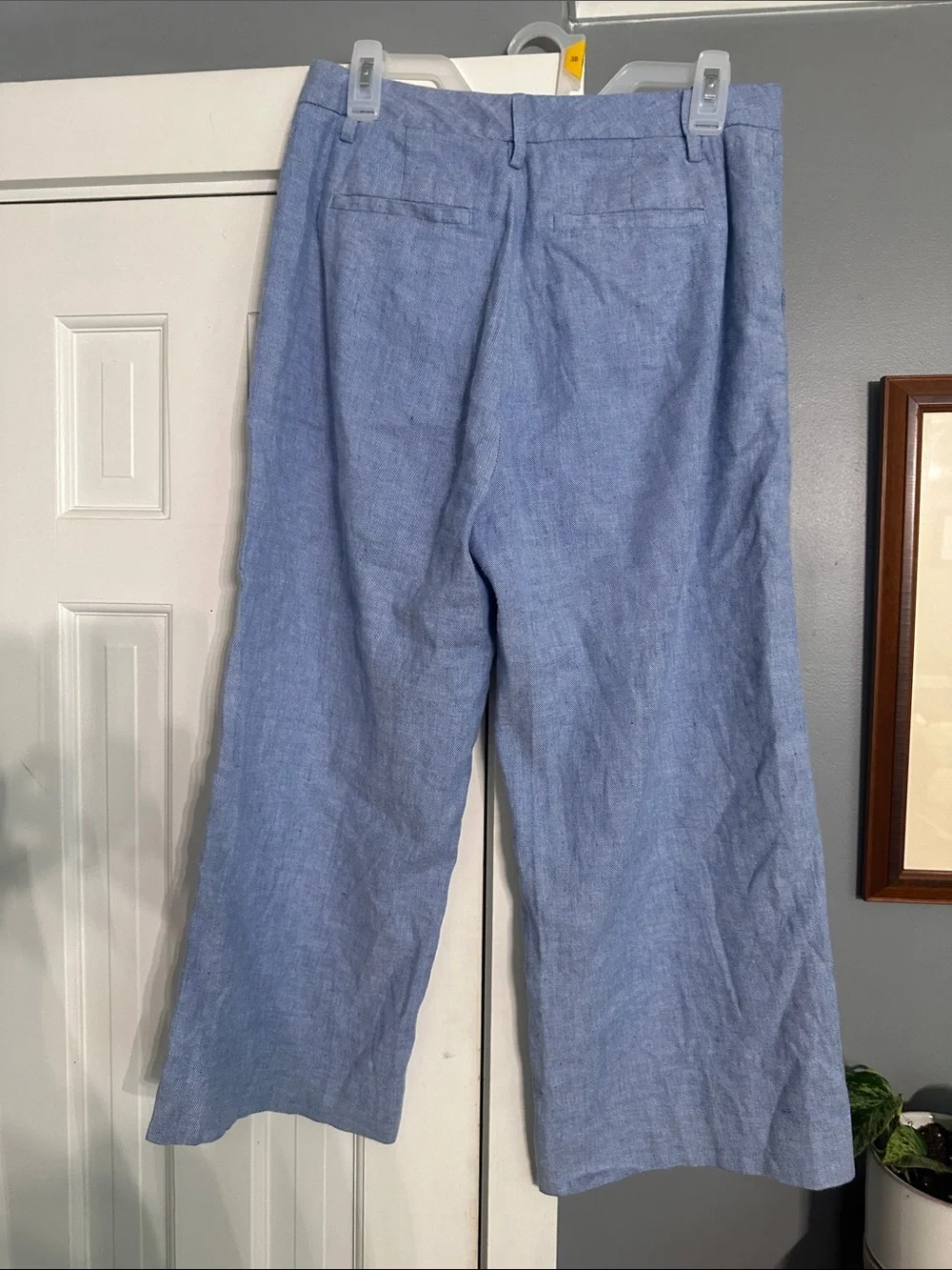 Sold ✅Banana Republic Light Blue Linen-Blend Cropped Wide Leg Chinos Size 10